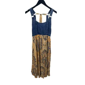 Free People $168 This Is The One Sundress Denim Boho Paisley Print Midi Dress XS thumbnail 2