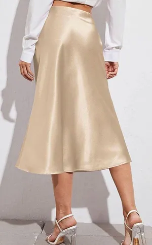 ZARA A -line Satin Midi Skirts size S thumbnail 1