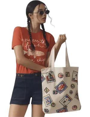 Anthropologie x Letluv You‎ Are the Fish To My Chips Red Tee Shirt New thumbnail 1