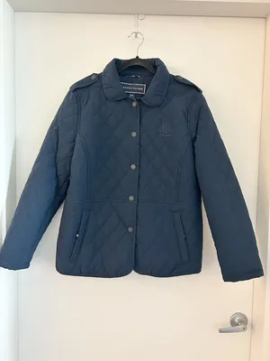 Tommy Hilfiger Women Quilted Button Down Water Resistant Jacket Navy Blue Size L thumbnail 4