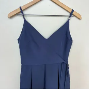 Lulus Thinking About You Navy Blue Pleated Faux Wrap Midi Dress Size Small thumbnail 6