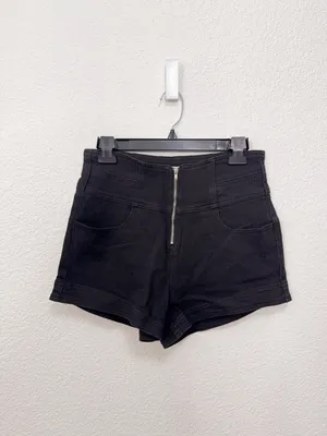 J.ING Jing Black High Waist Zip Front Cotton Blend Summer Casual Shorts NWT thumbnail 2