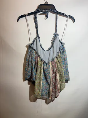 NWT Free People Costa Printed Halter Ruffle Ladder Lace Tank Top XS thumbnail 3