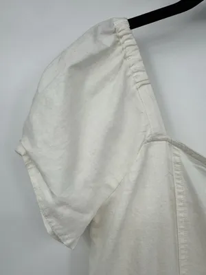 MADEWELL Linen-Cotton Puff-Sleeve Summer A-line Dress Sz 2 White Summer Retro thumbnail 7