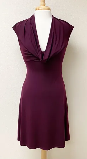 Alexia Admor Burgundy Cowl Neck Cap Sleeve A-Line Dress Small thumbnail 1