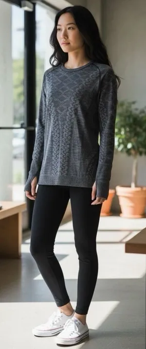Lululemon Rest Less Pullover Gray Textured Women’s Size 6 Long Sleeve thumbnail 1