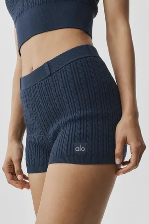 ALO Mini Cable High-Waist Sweater Short thumbnail 1
