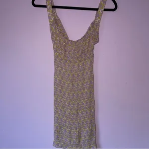 Free People XS Juniper Smocked Bodycon Slip Ditsy Floral Boho Swiftie thumbnail 3