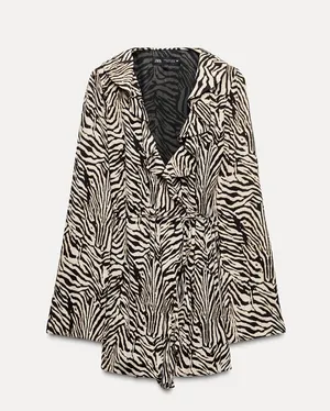 Zara Ruffled Zebra Print Dress thumbnail 1