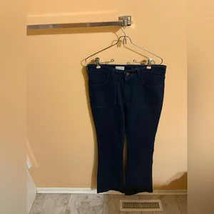 Anthropologie Pilcro The Icon Low-Rise Flare Jeans in Dark Wash thumbnail 7
