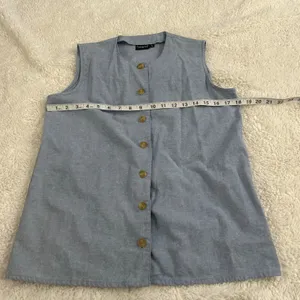 Vintage Linen Button Down Top Womens XL Crochet Collar Cottage Coastal Eyelet thumbnail 3