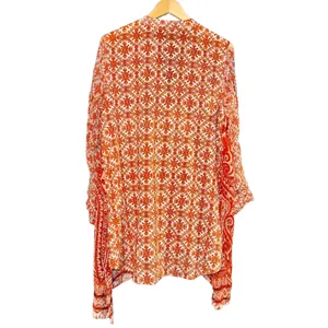 Soft Surroundings Boho Lightweight Blouse‎ Womens Large Hippie 70s Burnt Orange thumbnail 5