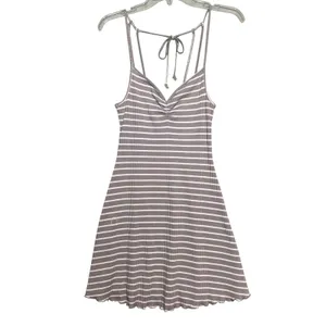 Abercrombie & Fitch Dress Womens XS Gray Striped Ribbed Knit Swing Sundress thumbnail 11
