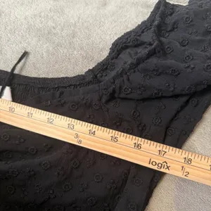Hollister Milkmaid Black Smocked Crop Top Sheer Sleeve Peplum Size L Fairy thumbnail 7