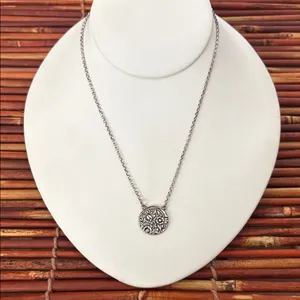Lucky Brand Medallion Silver Necklace 17”-18.5” thumbnail 1