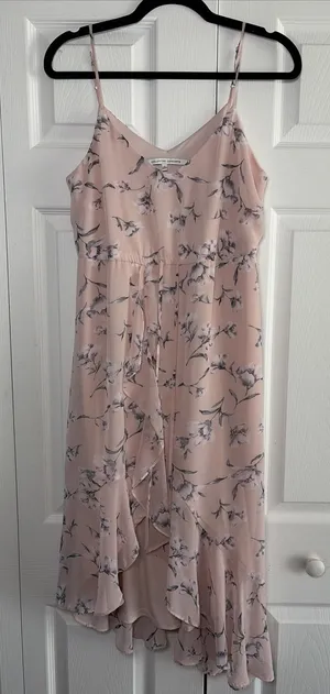 Collective Concepts Floral Ruffle Midi Dress Womens Size S Pink Chiffon Cottage thumbnail 1