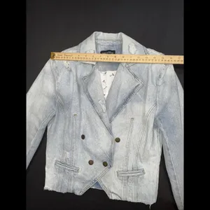 Revolve Retrofête Vivienne‎ Denim Distressed Preppy Designer Jacket SMALL thumbnail 12