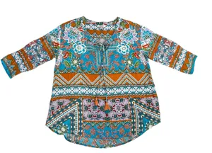 Orientique Naturally Australian Blouse Blue Size 8 thumbnail 1