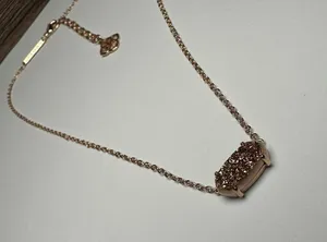 Kendra Scott Mabel Rose Gold Tone & Druzy Necklace Adjustable Length 15 - 17 In thumbnail 10