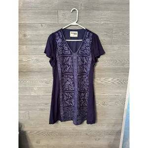 Savanna Jane Shift Dress‎ Womens Size Small Purple Boho Embroidered V Neck thumbnail 2