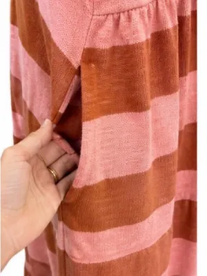 Marine Layer striped tiered cotton maxi dress size M pink rust thumbnail 4