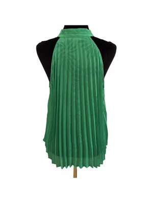 Ramy Brook Alex Pleated Blouse Halter Jacquard Garden Green Island Women's Small thumbnail 8