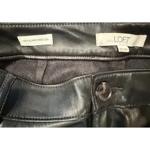 Ann Taylor LOFT Women’s The Palmer Wide Leg Black Faux Leather Pants 6P thumbnail 5