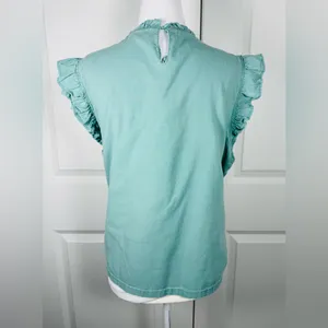 Universal Thread Boho Ruffle Blouse Green XXL Flowy Pleated Cottagecore Casual thumbnail 2