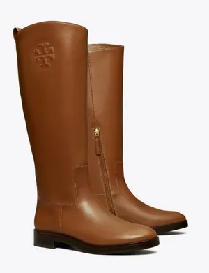 Tory Burch Riding Logo Embossed Leather Knee‎ High Boots Brown 10.5 thumbnail 1