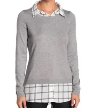 Adrianna Papell Peter Pan Collar Layered Look Top thumbnail 1