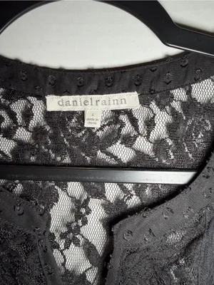 Daniel Rainn‎ Black Swiss Dot Lace Yoke Blouse thumbnail 2