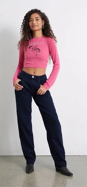 NWT!! WEWOREWHAT Low Rise Dad Jeans Dark Wash Blue Raw Hems Denim Casual Size 27 thumbnail 1