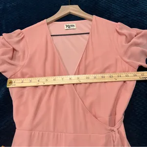 Show Me Your MuMu Pink Crepe Chiffon‎ Flutter Sleeve V-Neck Wrap Maxi Dress S thumbnail 11