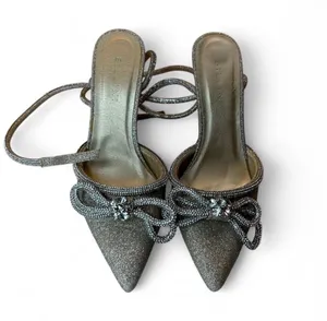 Billini glod glitter heels with rhinestone bow detail #glamour #partyshoes thumbnail 1