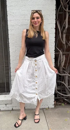 Target A New Day white midi skirt with button front and pockets sz L #milkmaid #cottagecore #boho #eurosummer thumbnail 1