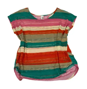 Made in USA Colorful Striped Lightweight Knit Dolman Sleeve Top Size‎ Large thumbnail 1