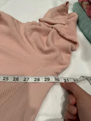 Aerie OFFLINE Pink Waffle Knit Long Sleeve Top thumbnail 6
