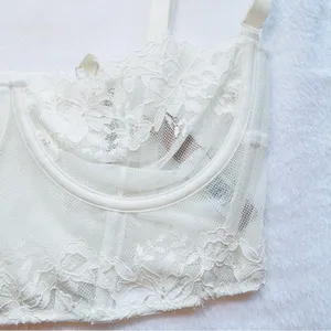 Skims Femme Lace balconette Unlined Demi Corset Marble White Bridal Size M NWT thumbnail 4