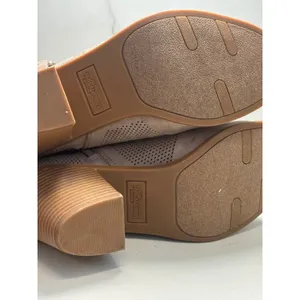 Fergalicious Augustine Taupe‎ Perforated Peep Toe Ankle Boots Tan 8.5M Studded thumbnail 8