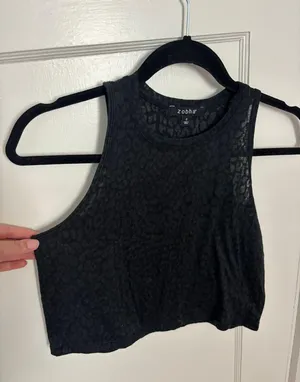 Cheetah Sheer Workout Top Black thumbnail 1