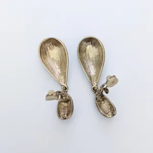 Vintage Clip On Earrings Statement Gold Tone Dangle Chunky thumbnail 4
