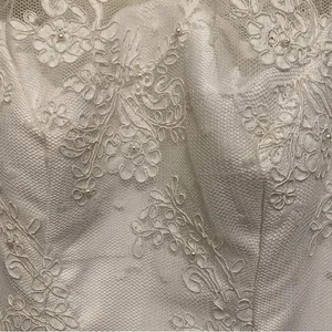 White Wedding Dress S Small Bust 32” Lace Tank Top Beaded Handmade Vintage READ thumbnail 5