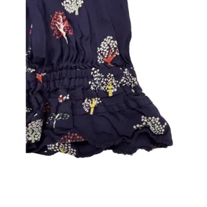 Anthropologie Maeve Fredericka Button Down Top Sz 2 Trees Navy thumbnail 8