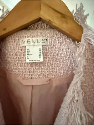 Women's Venus Pink Tweed Blazer Jacket Size 12 thumbnail 3
