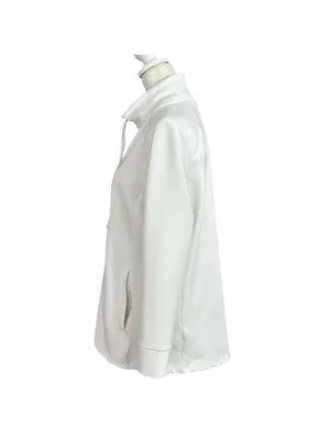 Jones New York Signature White w/ Ribbed Detail Funnel Neck Pullover Size Small thumbnail 3