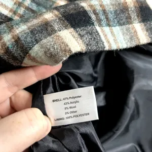Artifacts Plaid Short Peacoat Womens Size Small Teal Brown Cream Black Y2K thumbnail 6