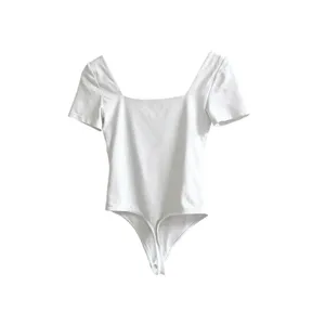 BABATON Contour Squareneck Short Sleeve Bodysuit White Thong Cut Women's Small thumbnail 2