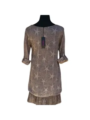 Seduzione Brown Star Mohair Blend Midi Dress Size L thumbnail 3