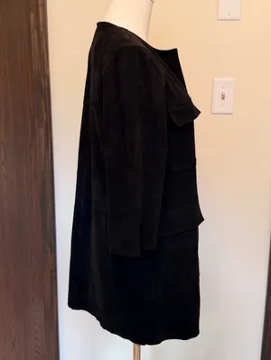 H&M black suede long open front coat thumbnail 4