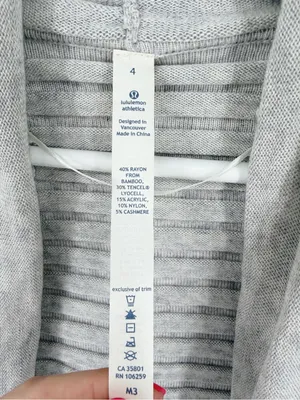Lululemon Live Healthy Wrap Cardigan Grey Cashmere Bamboo Blend Size 4 thumbnail 5